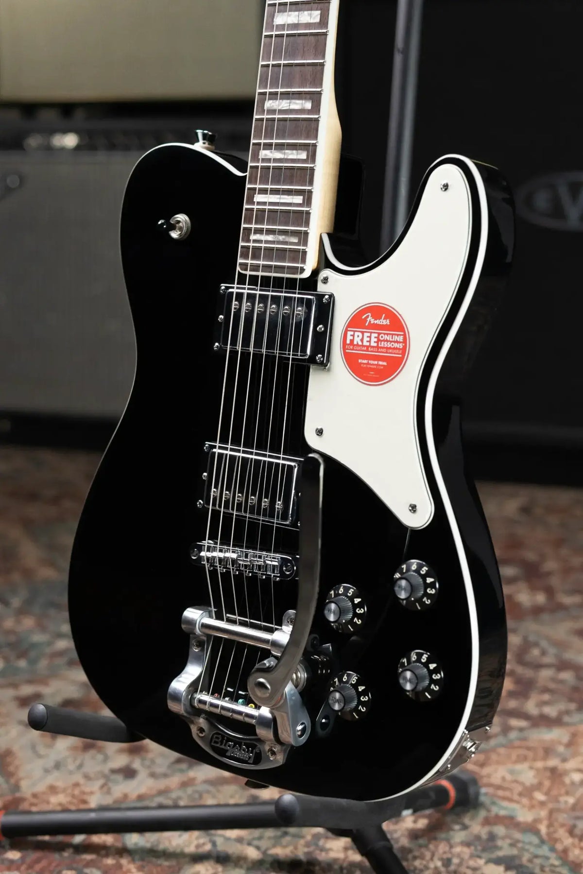 Squier Paranormal Troublemaker Telecaster Deluxe Bigsby Electric Guitar - Black
