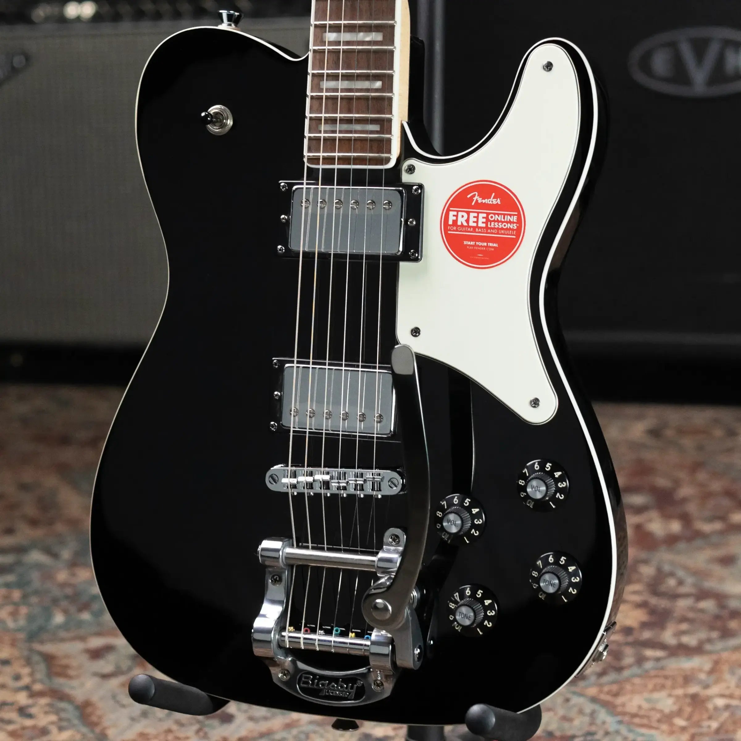 Squier Paranormal Troublemaker Telecaster Deluxe Bigsby Electric Guitar - Black