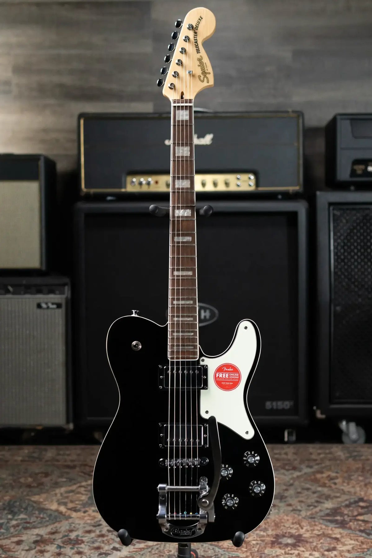 Squier Paranormal Troublemaker Telecaster Deluxe Bigsby Electric Guitar - Black
