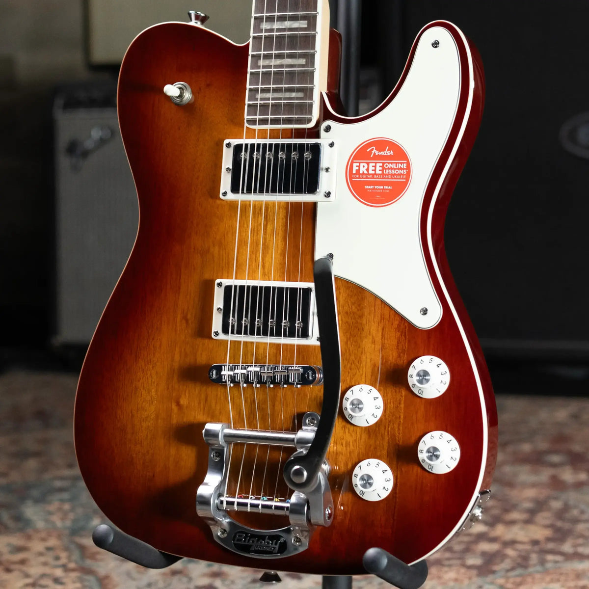 Squier Paranormal Troublemaker Telecaster Deluxe Bigsby Electric Guitar - Honey Sunburst