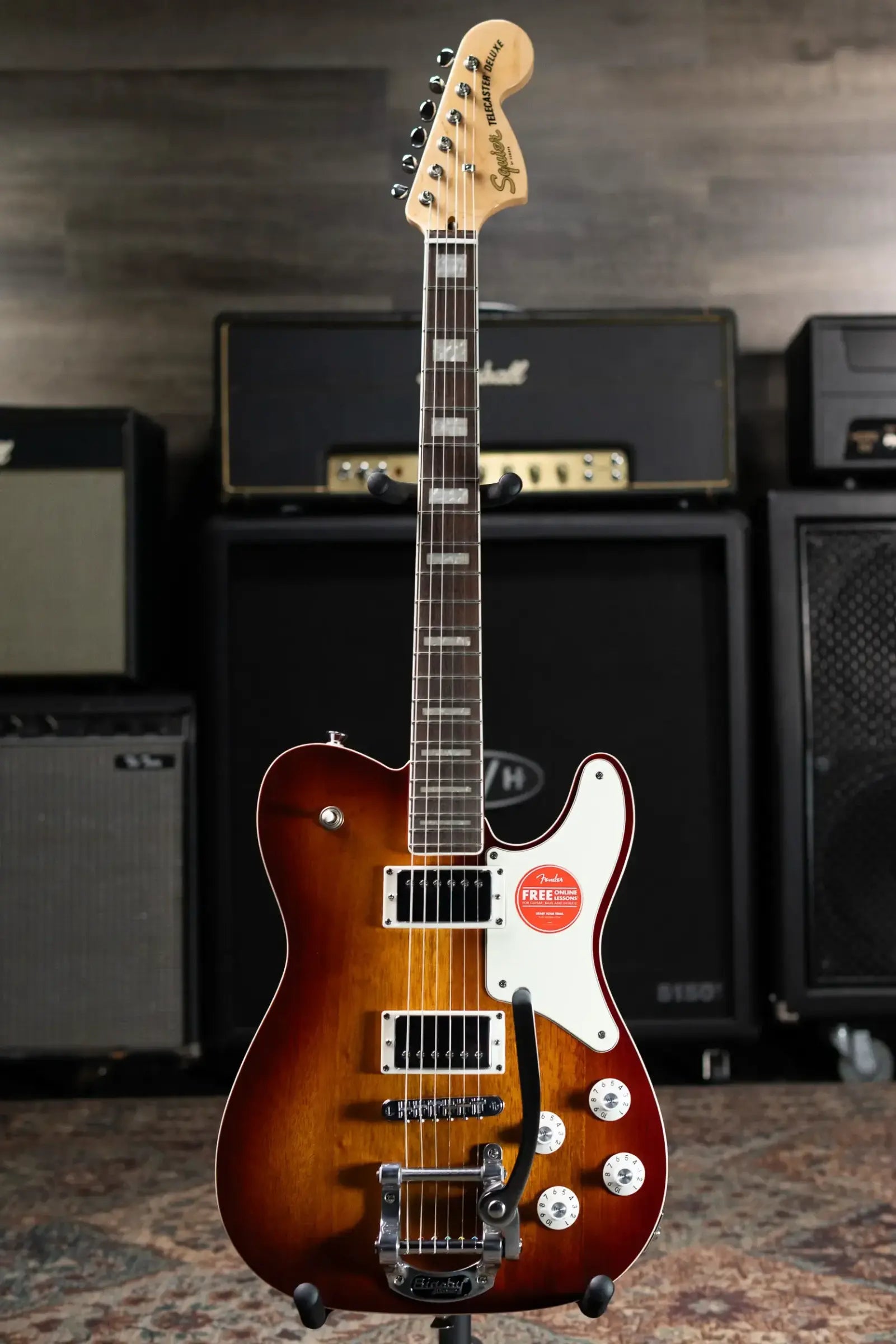 Squier Paranormal Troublemaker Telecaster Deluxe Bigsby Electric Guitar - Honey Sunburst