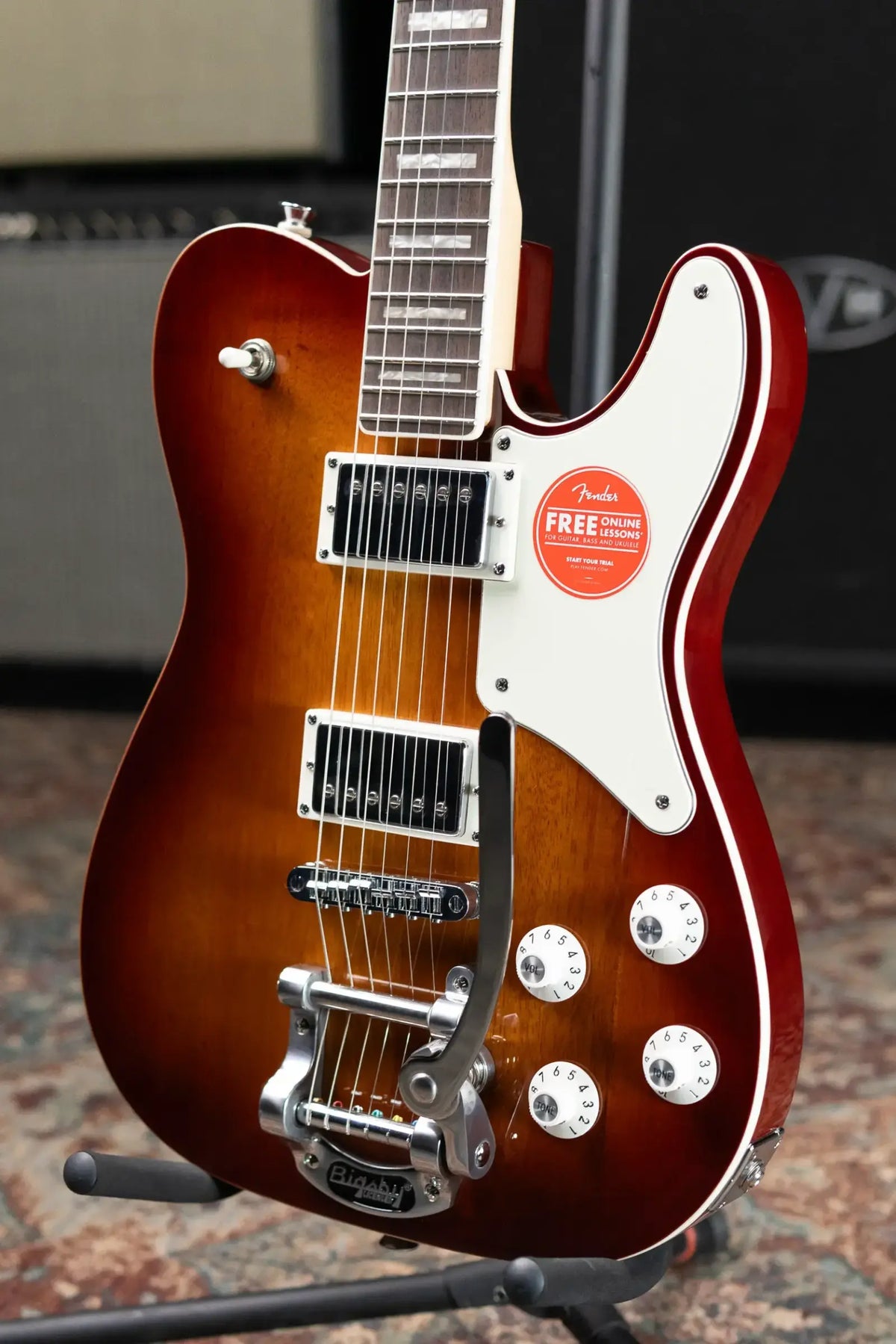 Squier Paranormal Troublemaker Telecaster Deluxe Bigsby Electric Guitar - Honey Sunburst