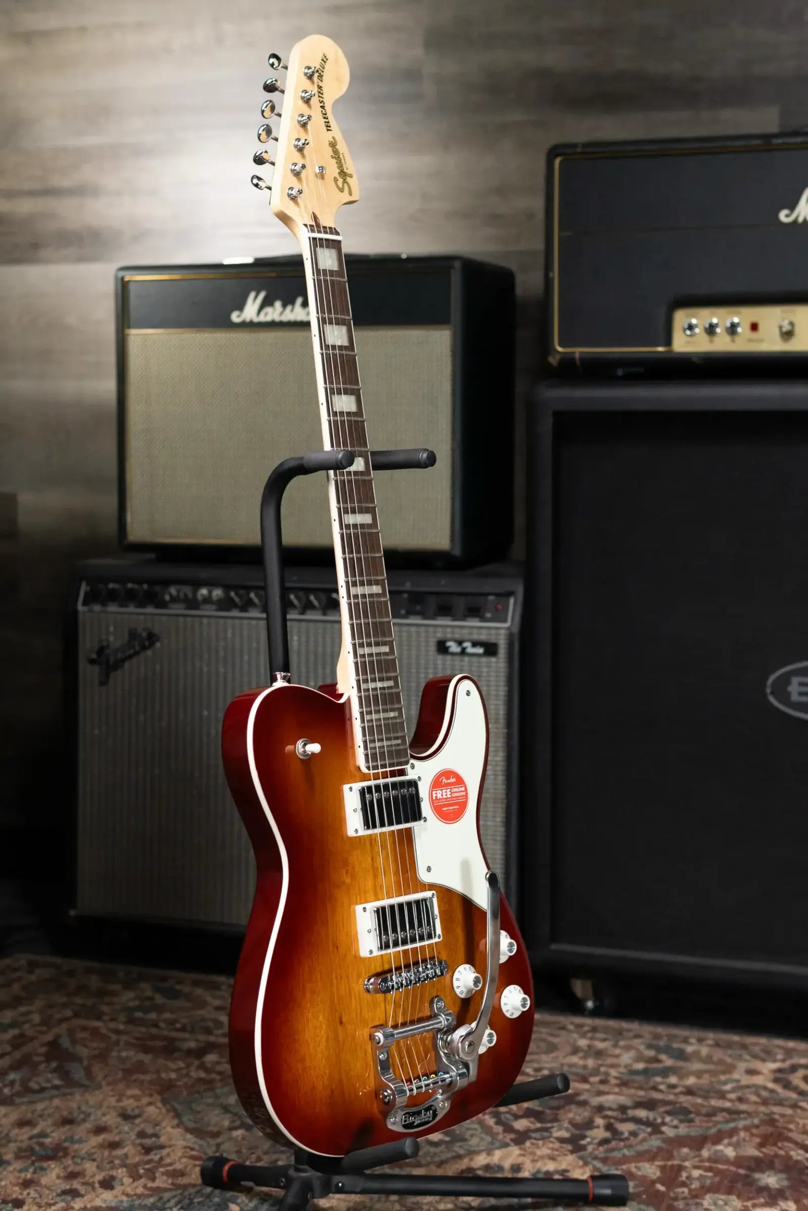 Squier Paranormal Troublemaker Telecaster Deluxe Bigsby Electric Guitar - Honey Sunburst