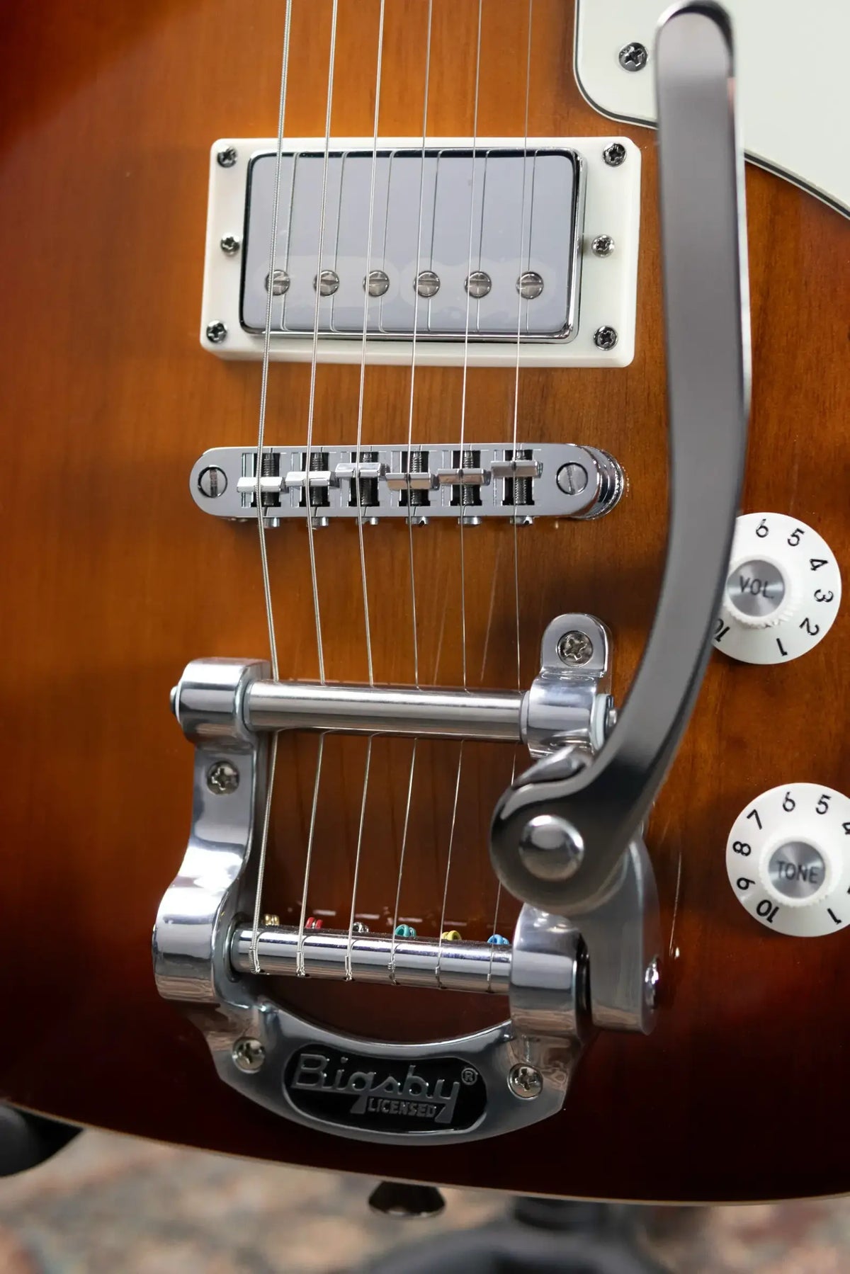 Squier Paranormal Troublemaker Telecaster Deluxe Bigsby Electric Guitar - Honey Sunburst