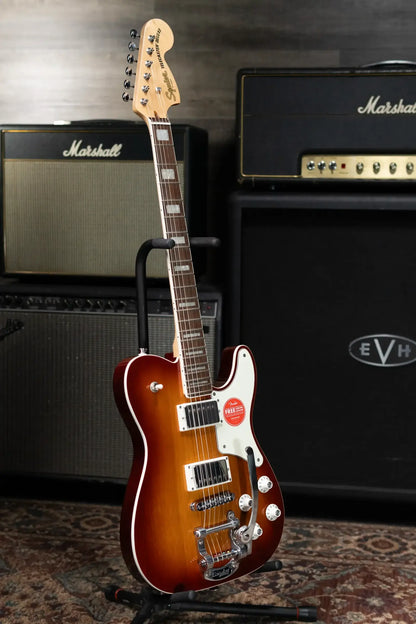 Squier Paranormal Troublemaker Telecaster Deluxe Bigsby Electric Guitar - Honey Sunburst