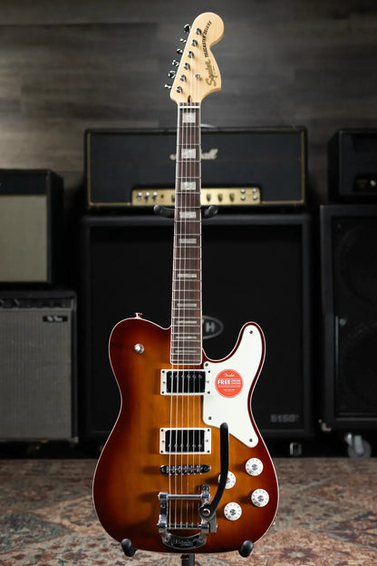 Squier Paranormal Troublemaker Telecaster Deluxe Bigsby Electric Guitar - Honey Sunburst