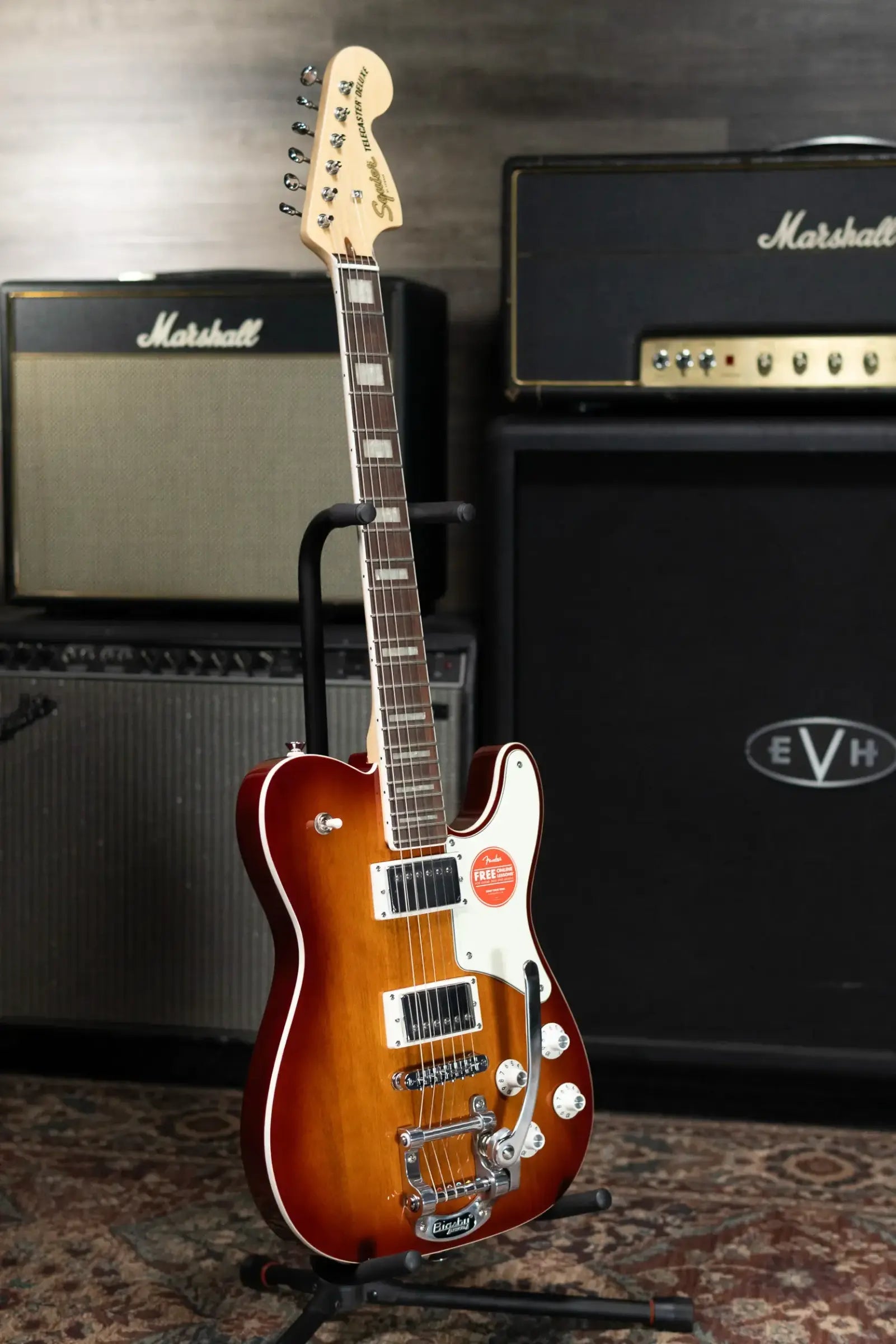 Squier Paranormal Troublemaker Telecaster Deluxe Bigsby Electric Guitar - Honey Sunburst