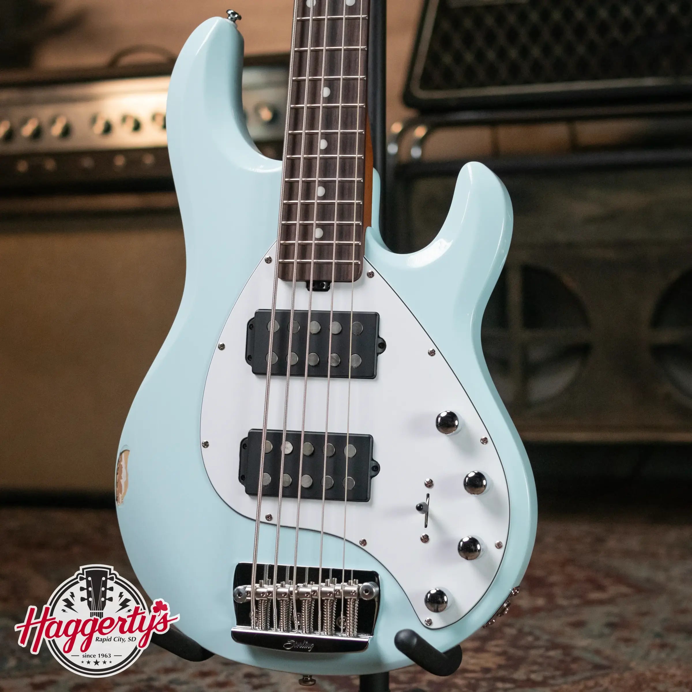 (RTO)Sterling by Music Man StingRay35 HH Bass Guitar - Daphne Blue with Gig Bag - Used