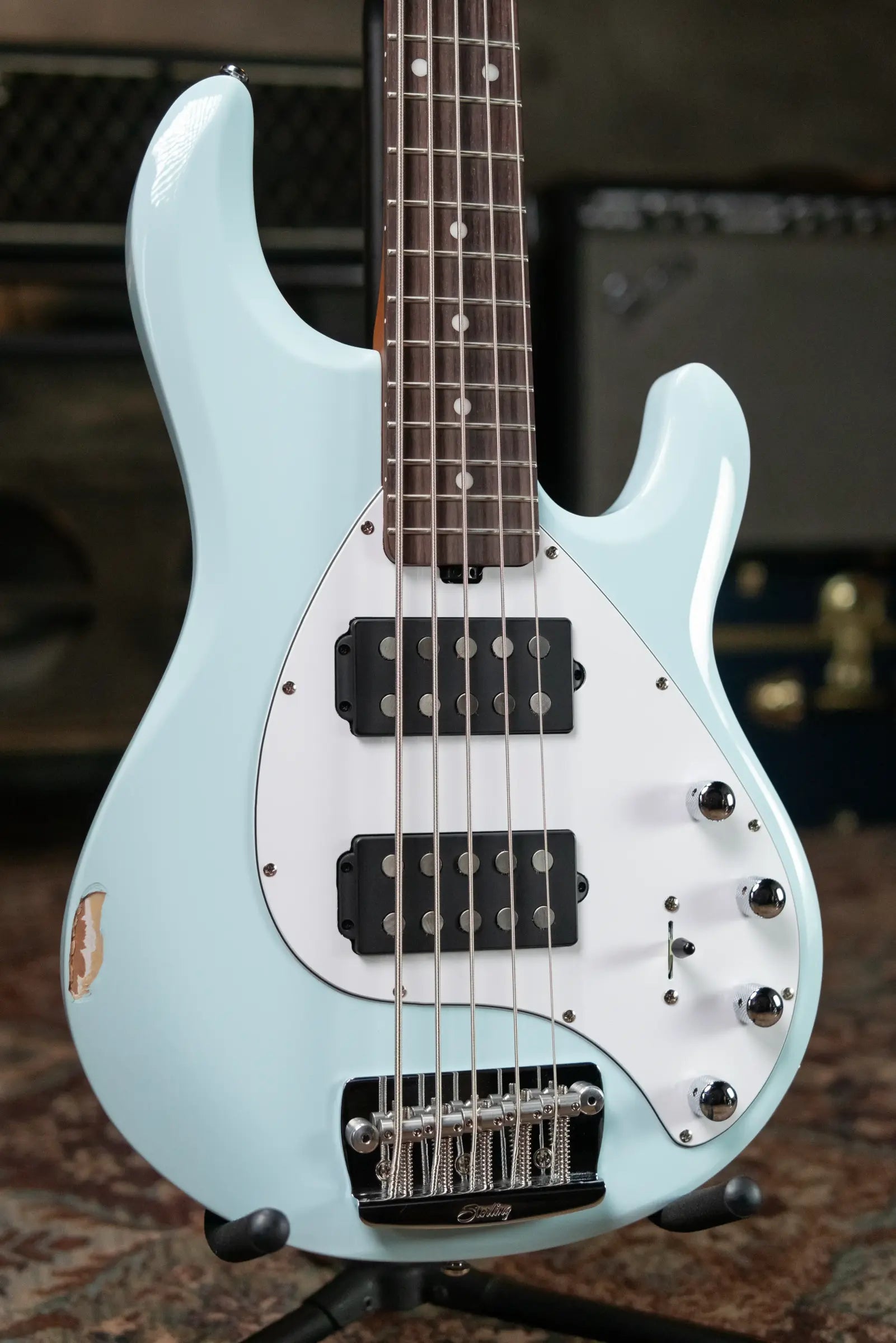 (RTO)Sterling by Music Man StingRay35 HH Bass Guitar - Daphne Blue with Gig Bag - Used