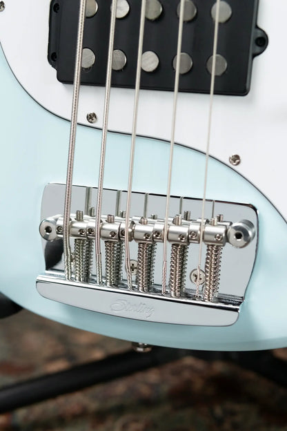 (RTO)Sterling by Music Man StingRay35 HH Bass Guitar - Daphne Blue with Gig Bag - Used
