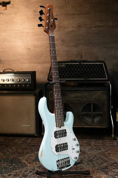 (RTO)Sterling by Music Man StingRay35 HH Bass Guitar - Daphne Blue with Gig Bag - Used