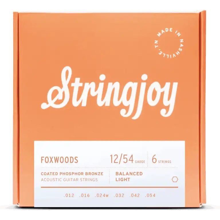 Stringjoy Foxwoods Light Gauge (12-54) Coated Phosphor Bronze Acoustic Guitar Strings