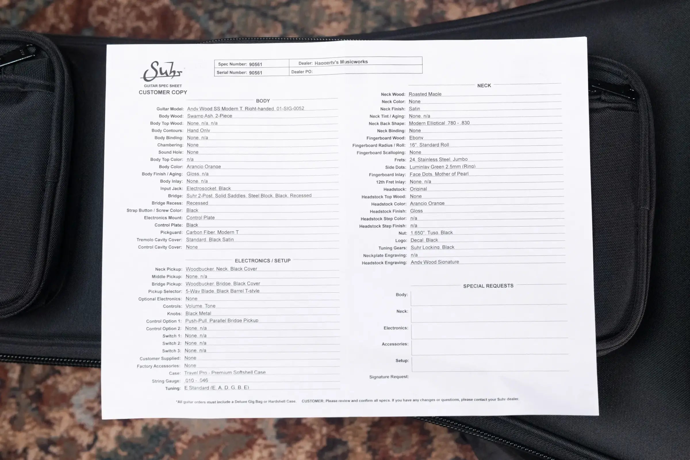 Suhr Andy Wood 10th Anniversary Signature Modern T Electric Guitar - Arancio Orange with Gig Bag