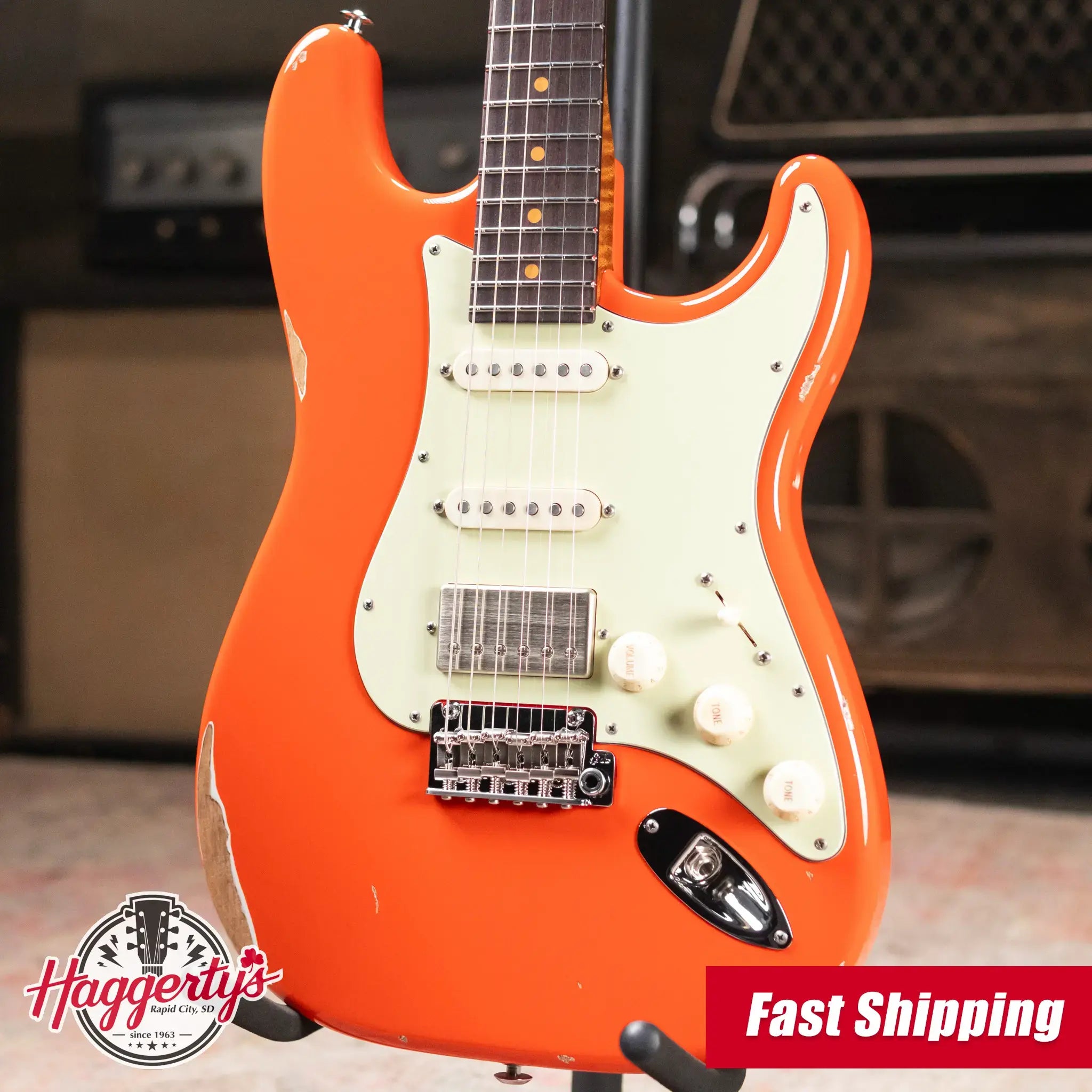 Suhr Custom Shop Classic S Antique Electric Guitar - Fiesta Orange with Hardshell Case