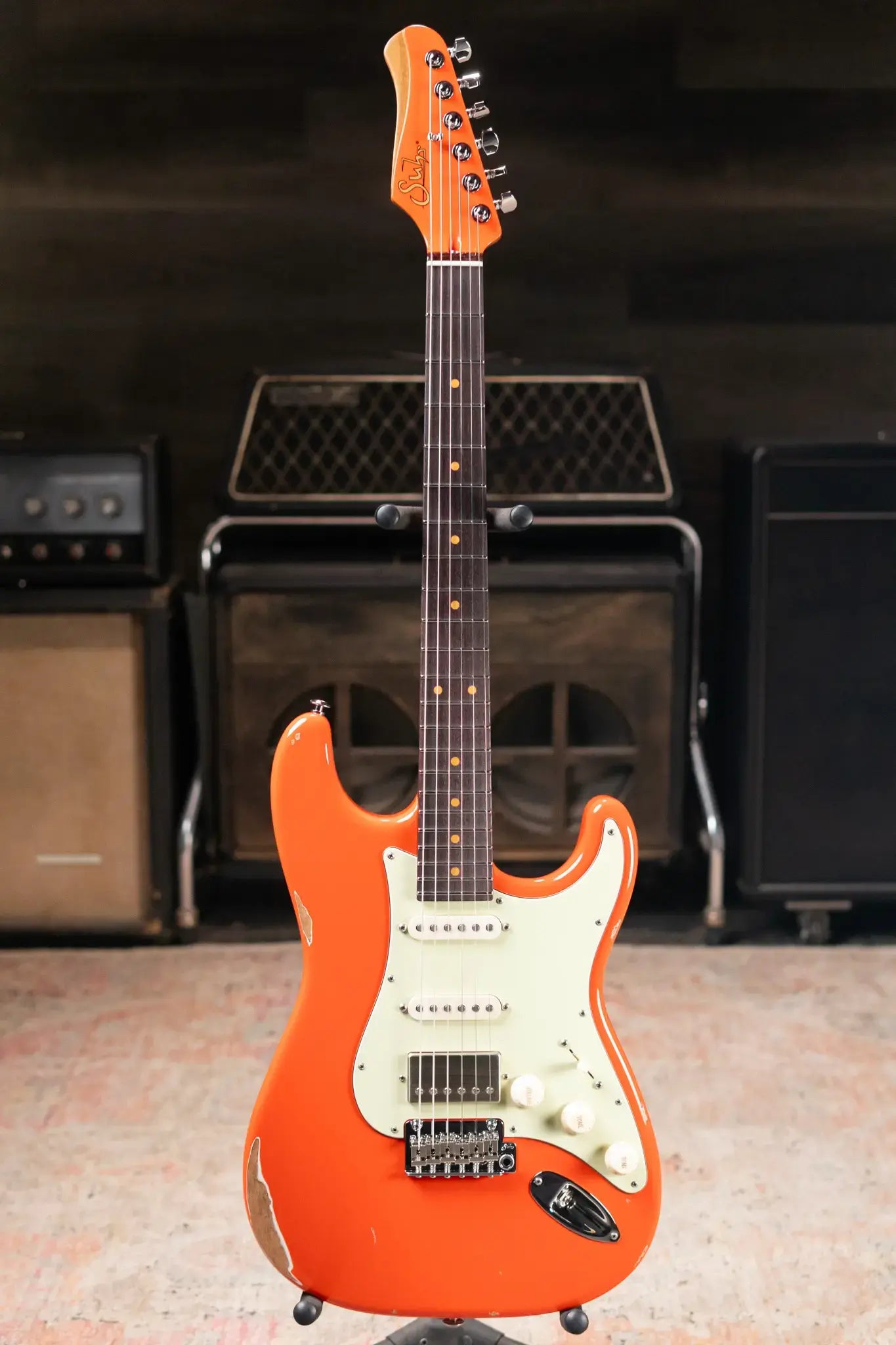 Suhr Custom Shop Classic S Antique Electric Guitar - Fiesta Orange with Hardshell Case