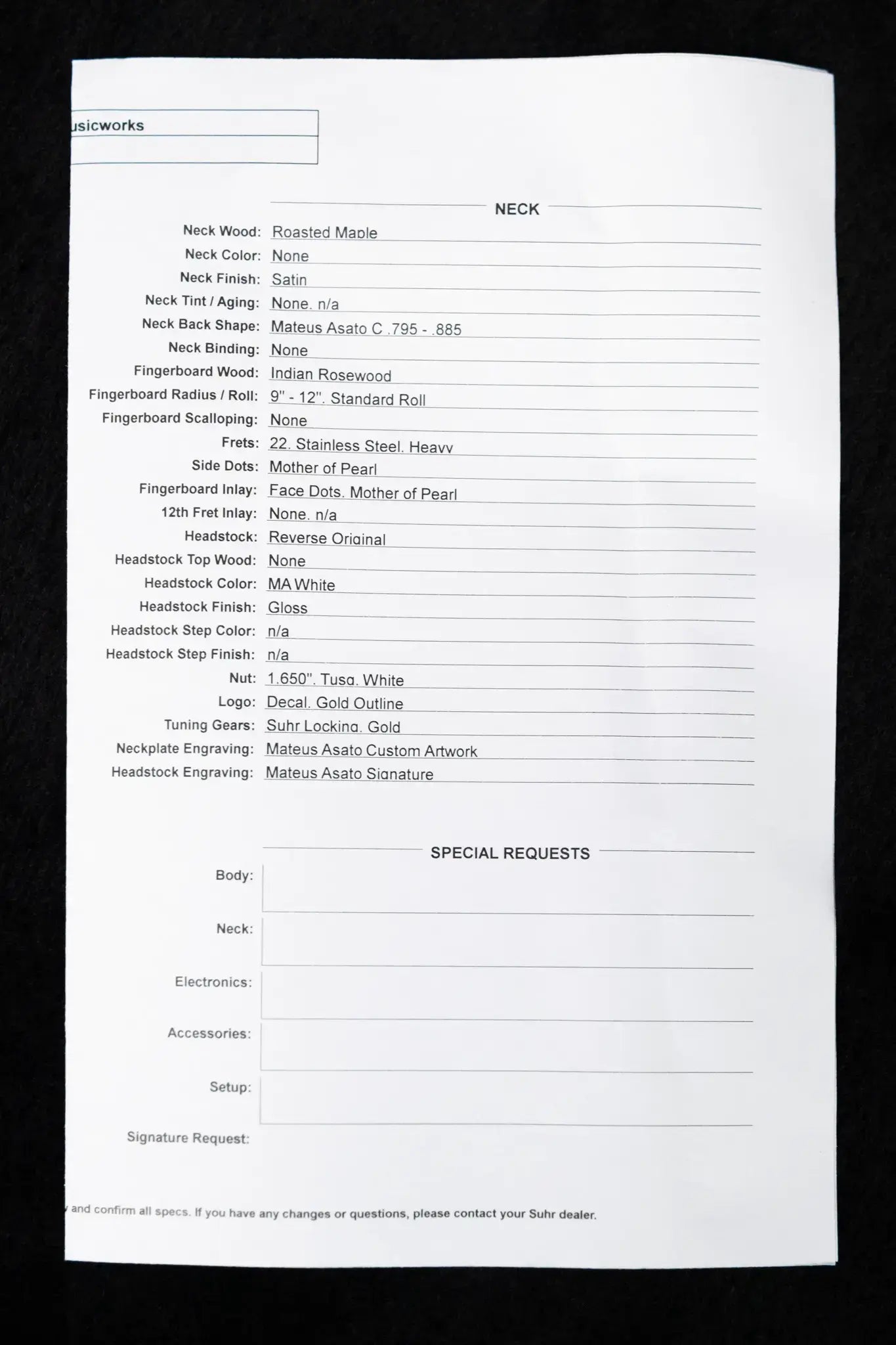 Suhr Mateus Asato Signature Series Classic T Electric Guitar - MA White with Hardshell Case