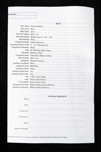 Suhr Mateus Asato Signature Series Classic T Electric Guitar - MA White with Hardshell Case