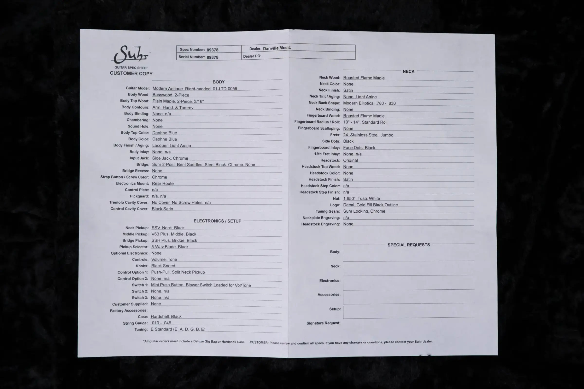 Suhr Modern Antique Limited Edition Electric Guitar - Daphne Blue with Hardshell Case