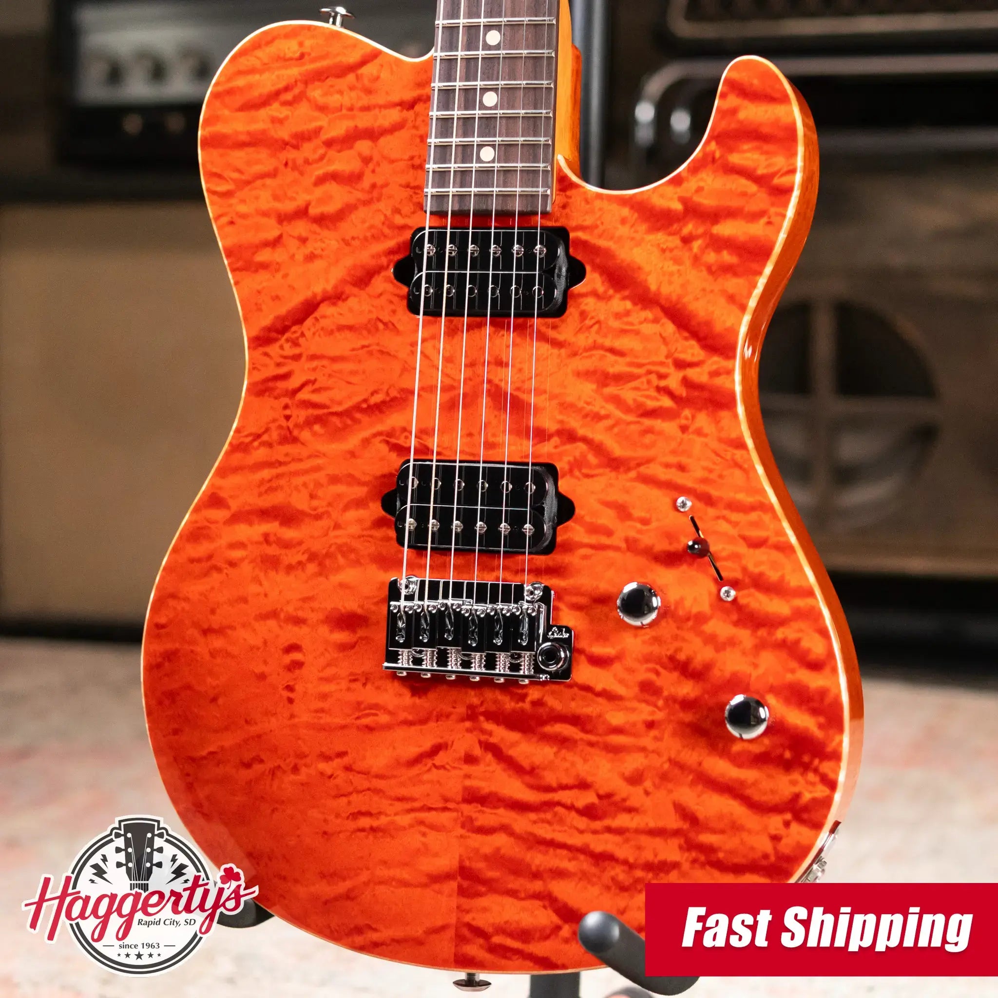 Suhr Oso Short Scale Electric Guitar - Custom Orange Stain with Gig Bag