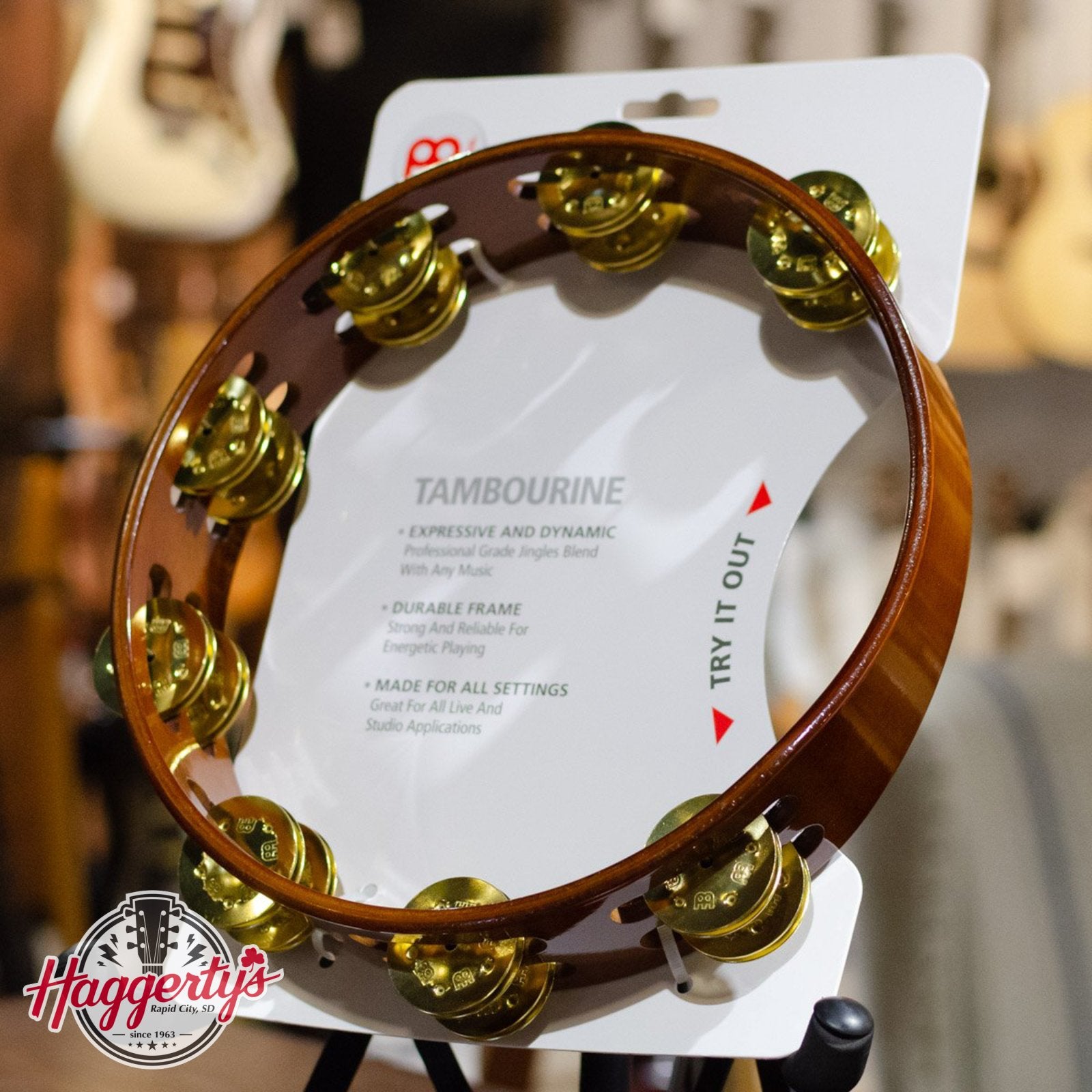 Meinl African Brown Wood Tambourine Brass Jingles