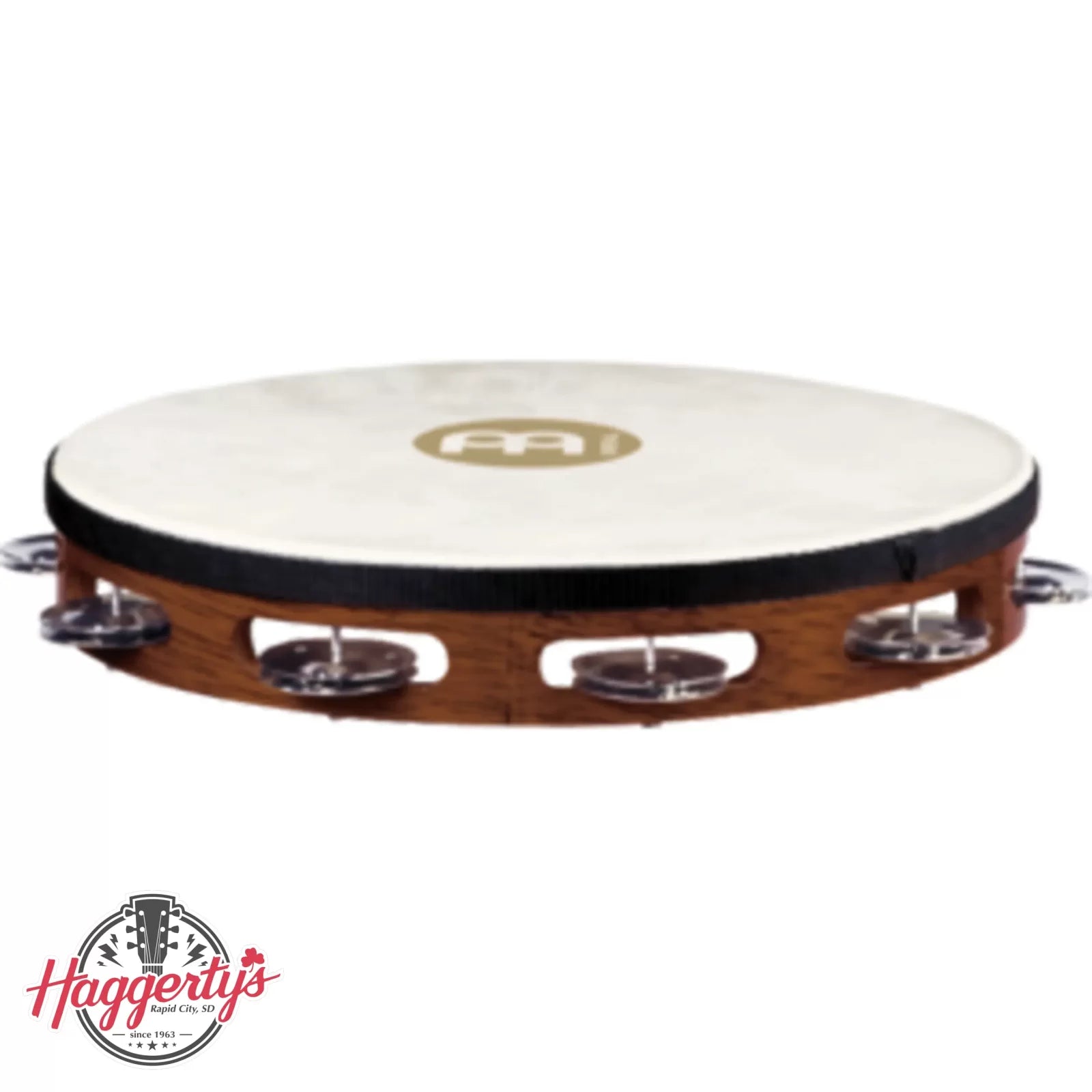 Meinl Headed African Brown Wood Tambourine Steel Jingles