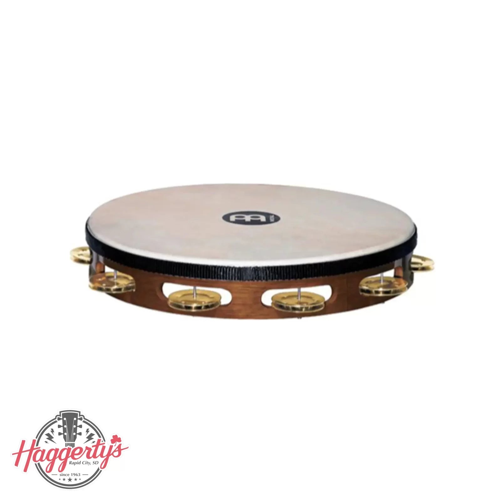 Meinl TAH1B-AB Headed Wood Tambourine Brass Jingles 1 Row African Brown