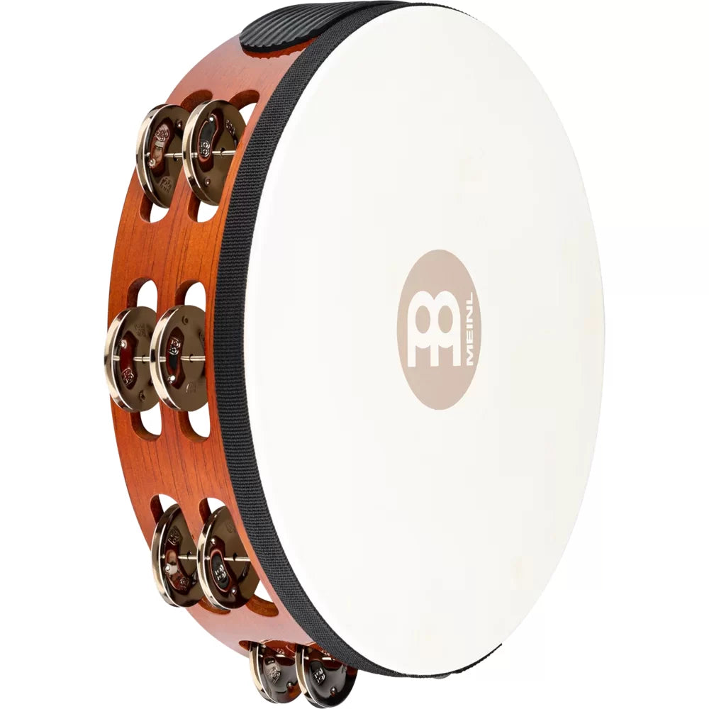 Meinl Percussion 10" Traditional Goatskin Wood Tambourine, Dual row, Antique Brown, Nickel plated steel jingles