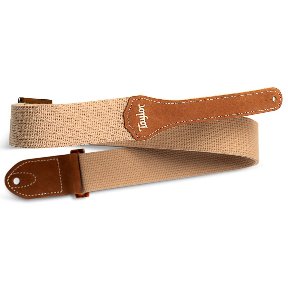 Taylor GS Mini Guitar Strap Cotton 2" - Tan w/ Amber Buckle