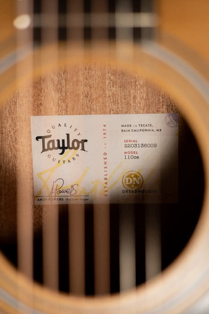 Taylor 110ce Dreadnought Acoustic/Electric Guitar - Solid Torrefield Spruce with Gig Bag - Factory Demo