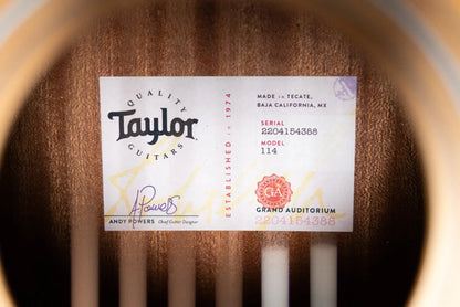 Taylor 114 Grand Auditorium Acoustic Guitar - Natural with Gig Bag