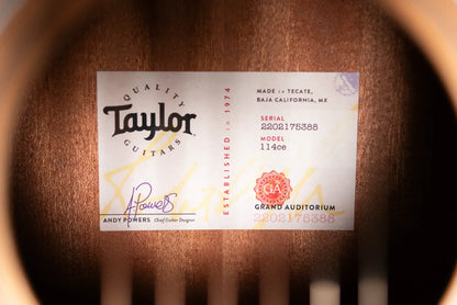 Taylor 114ce Grand Auditorium Acoustic/Electric Guitar - Natural with Structured Gig Bag - Floor Model Demo