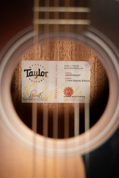 Taylor 114ce Special Edition Grand Auditorium Acoustic/Electric Guitar - Dark Tobacco Shaded Edgeburst with Gig Bag