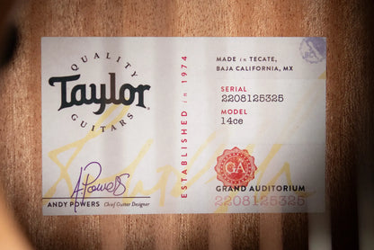 Taylor 14ce Grand Auditorium Acoustic/Electric Guitar with Gig Bag