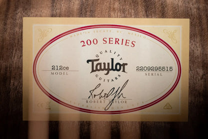 Taylor 212ce Grand Concert Acoustic/Electric Guitar with Gig Bag
