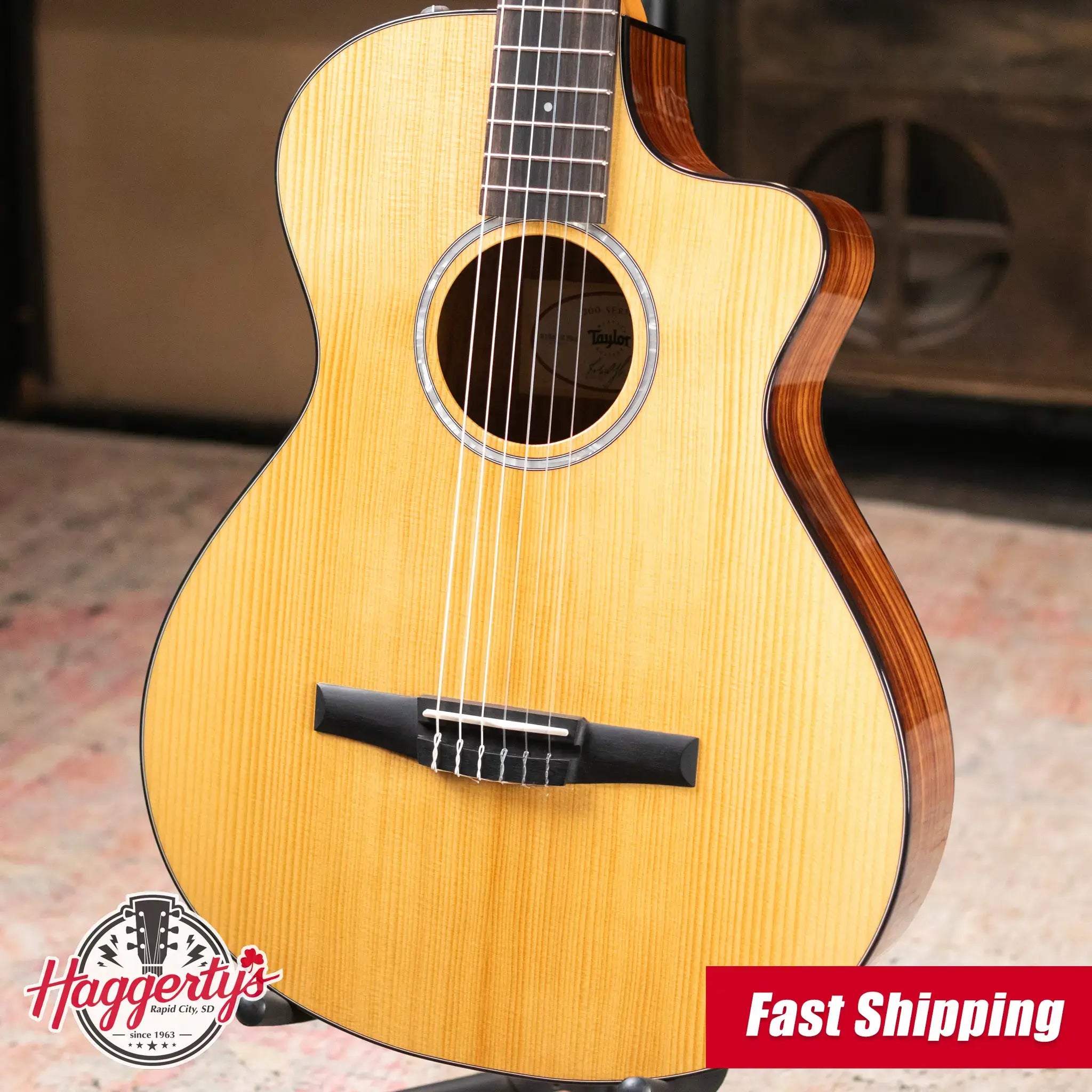 Taylor 212ce-N Plus Nylon Grand Concert Acoustic/Electric Guitar with Aerocase