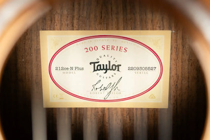 Taylor 212ce-N Plus Nylon Grand Concert Acoustic/Electric Guitar with Aerocase