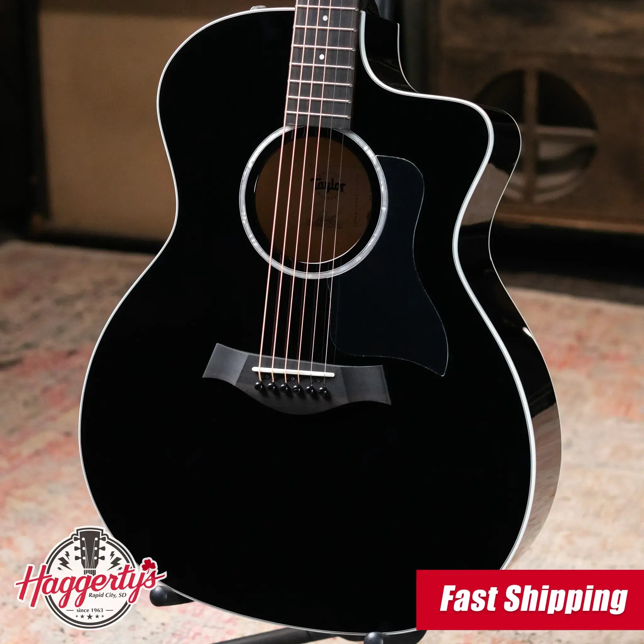 Taylor 214ce-BLK Plus Grand Auditorium Acoustic/Electric Guitar - Black with Aerocase