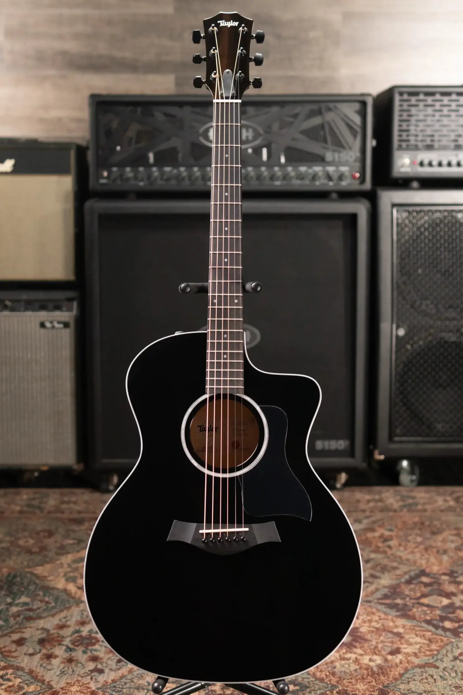 Taylor 214ce-BLK Plus Grand Auditorium Acoustic/Electric Guitar - Black with Aerocase - Factory Demo
