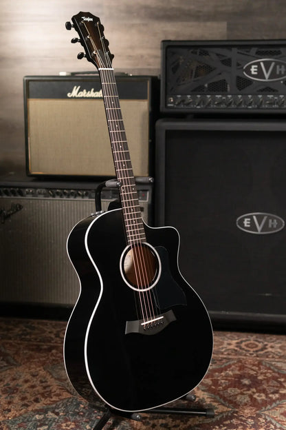 Taylor 214ce-BLK Plus Grand Auditorium Acoustic/Electric Guitar - Black with Aerocase - Factory Demo