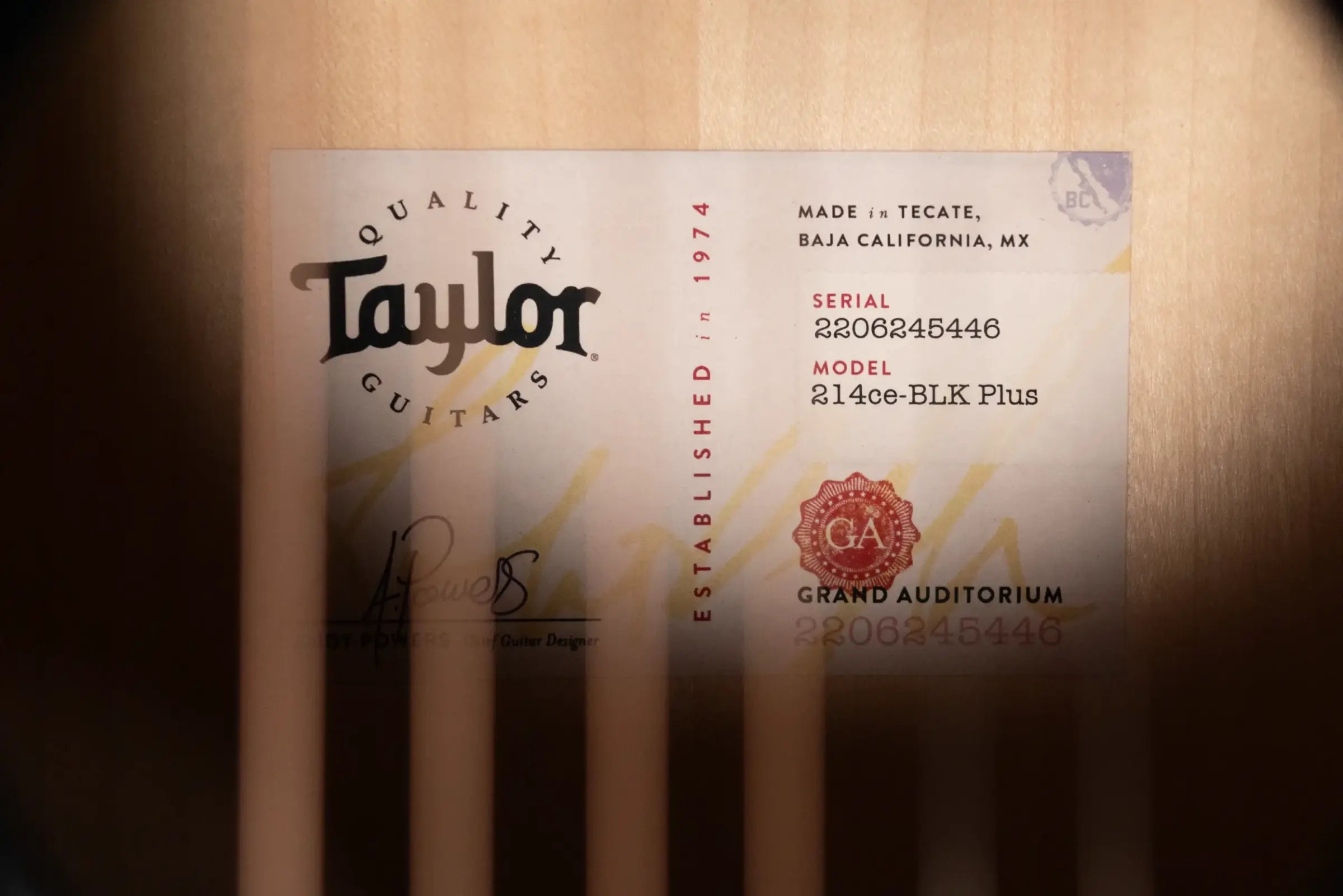 Taylor 214ce-BLK Plus Grand Auditorium Acoustic/Electric Guitar - Black with Aerocase - Factory Demo