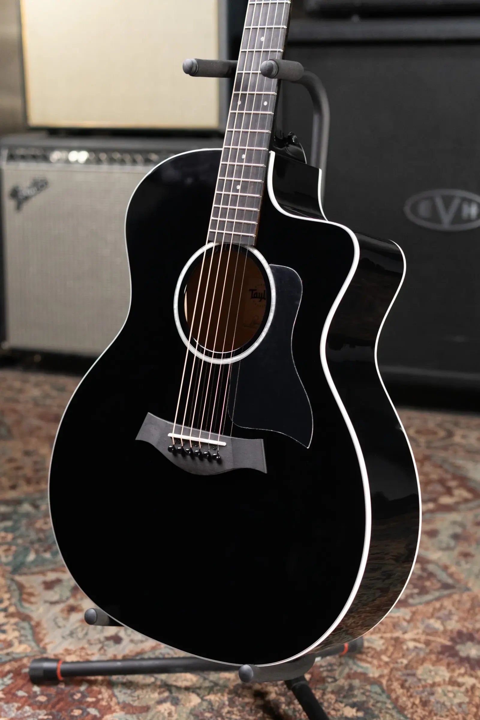 Taylor 214ce-BLK Plus Grand Auditorium Acoustic/Electric Guitar - Black with Aerocase - Factory Demo