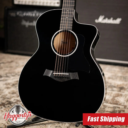 Taylor 214ce-BLK Plus Grand Auditorium Acoustic/Electric Guitar - Black with Hardshell Case