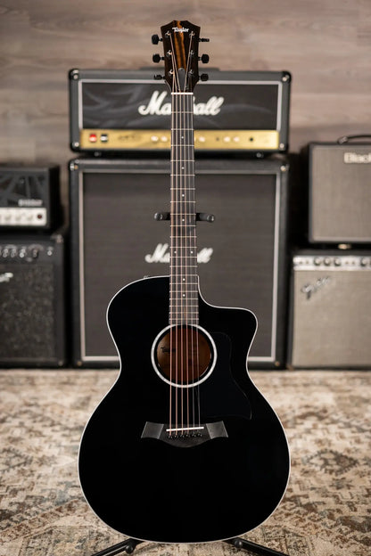 Taylor 214ce-BLK Plus Grand Auditorium Acoustic/Electric Guitar - Black with Hardshell Case