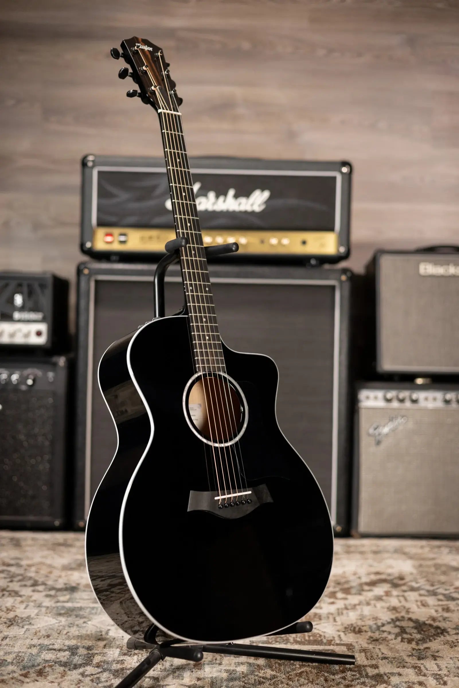 Taylor 214ce-BLK Plus Grand Auditorium Acoustic/Electric Guitar - Black with Hardshell Case