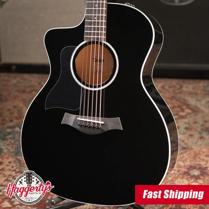 Taylor 214ce-BLK Plus Left-Hand Grand Auditorium Acoustic/Electric Guitar - Black with Aerocase - Factory Demo