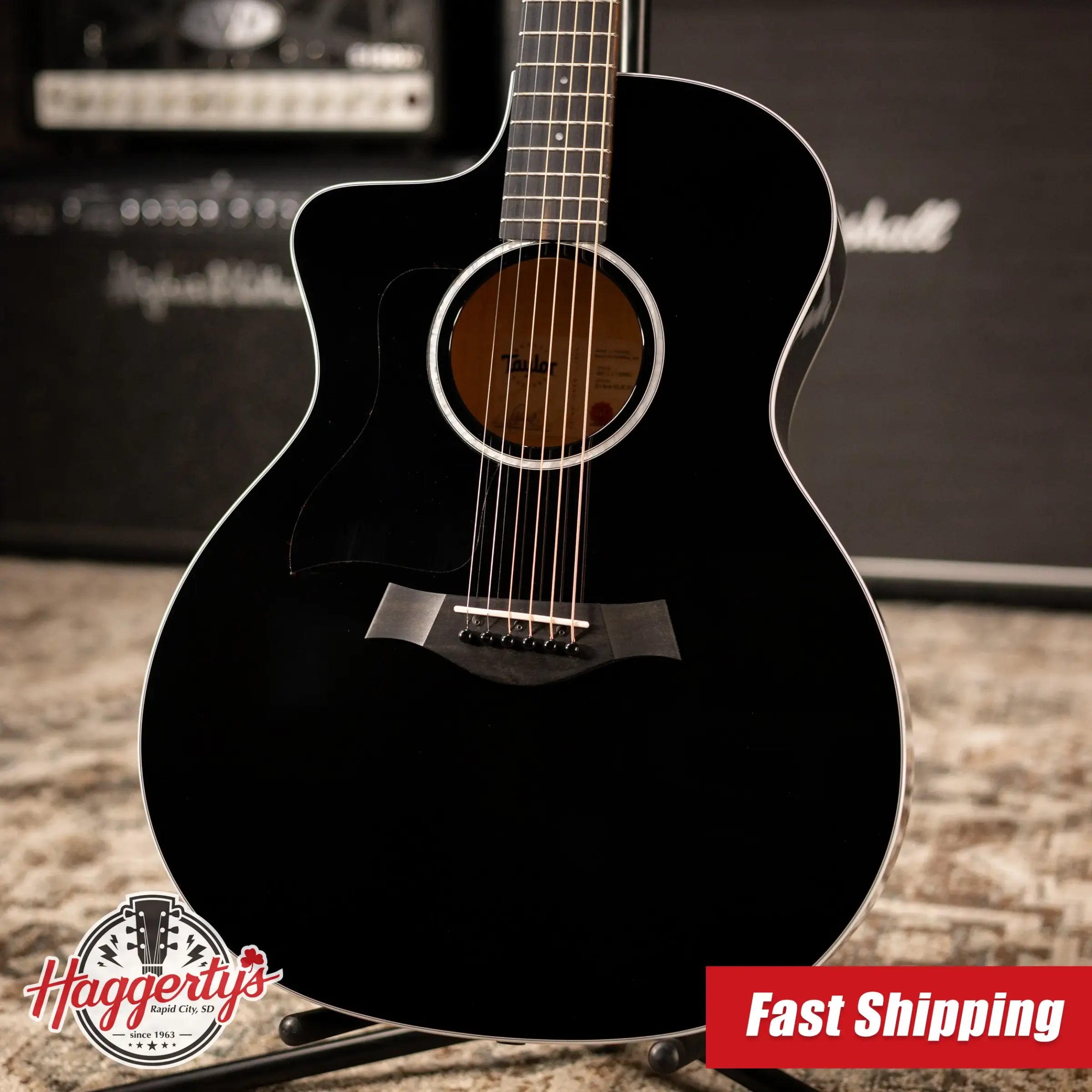 Taylor 214ce BLK Plus Left-Handed Grand Auditorium Acoustic/Electric Guitar - Black with Aerocase