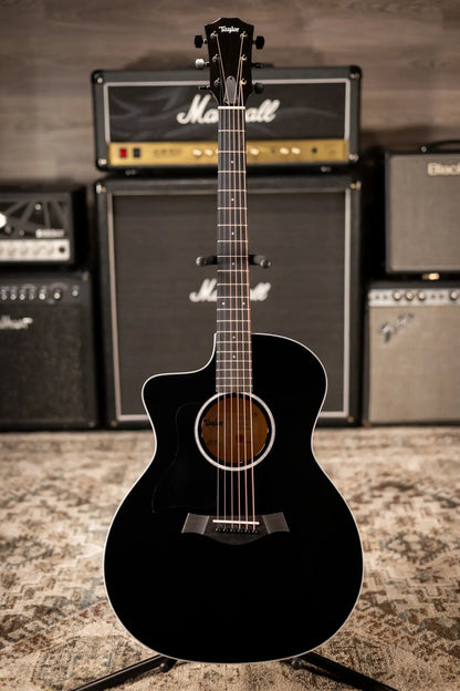 Taylor 214ce BLK Plus Left-Handed Grand Auditorium Acoustic/Electric Guitar - Black with Aerocase