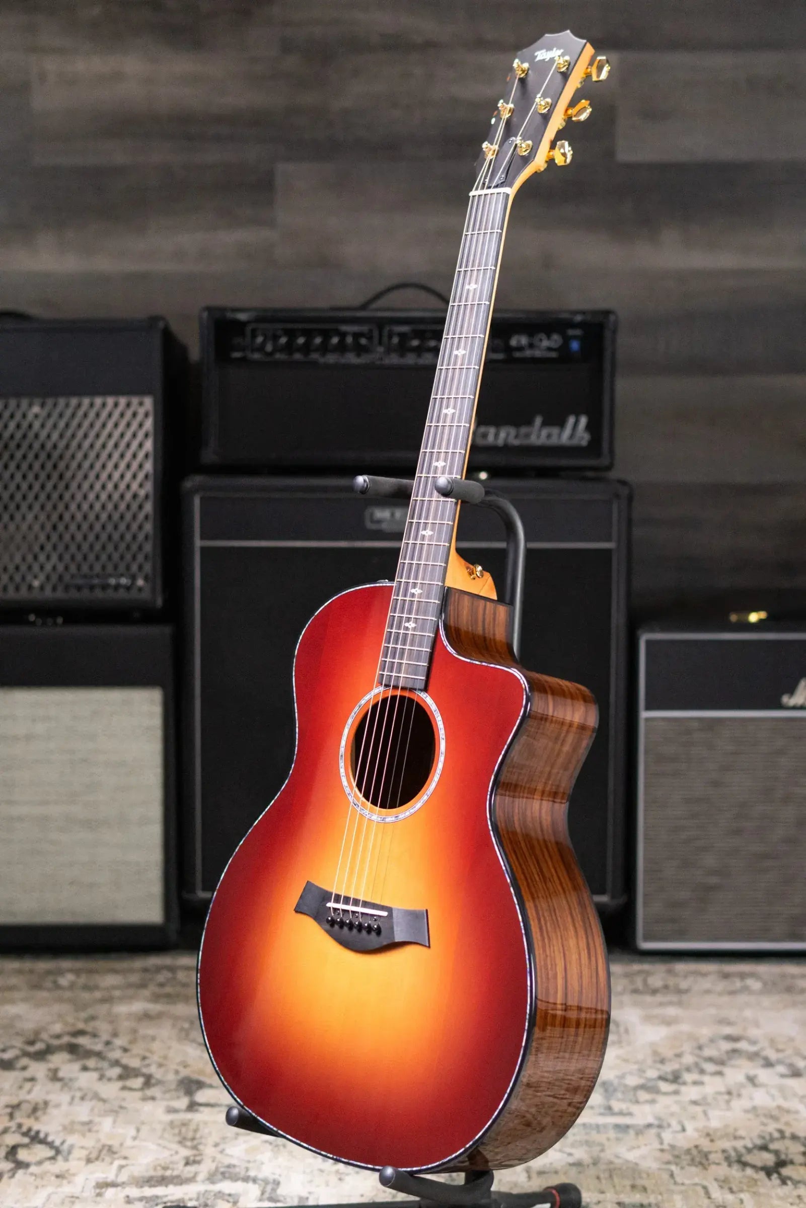 Taylor 214ce DLX Sunset Blvd Grand Auditorium Acoustic/Electric Guitar - Sepia Burst with Hardshell Case