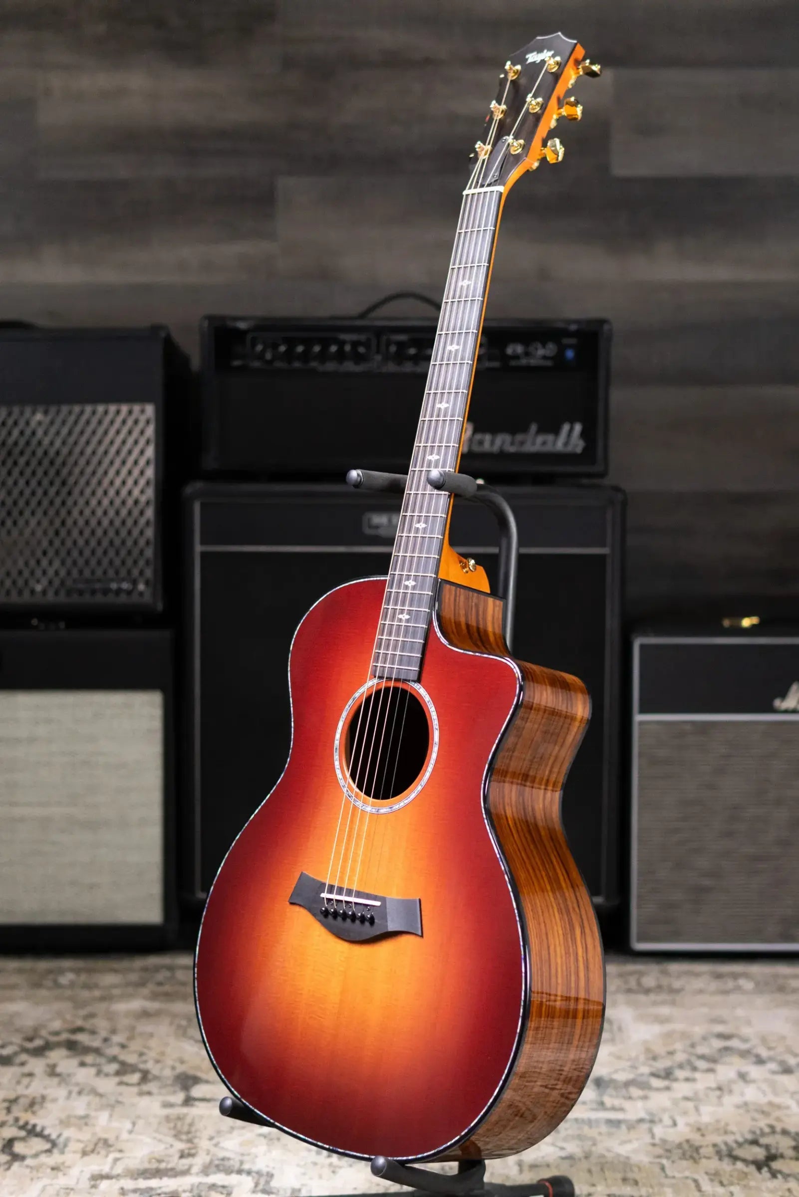 Taylor 214ce DLX Sunset Blvd Grand Auditorium Acoustic/Electric Guitar - Sepia Burst with Hardshell Case