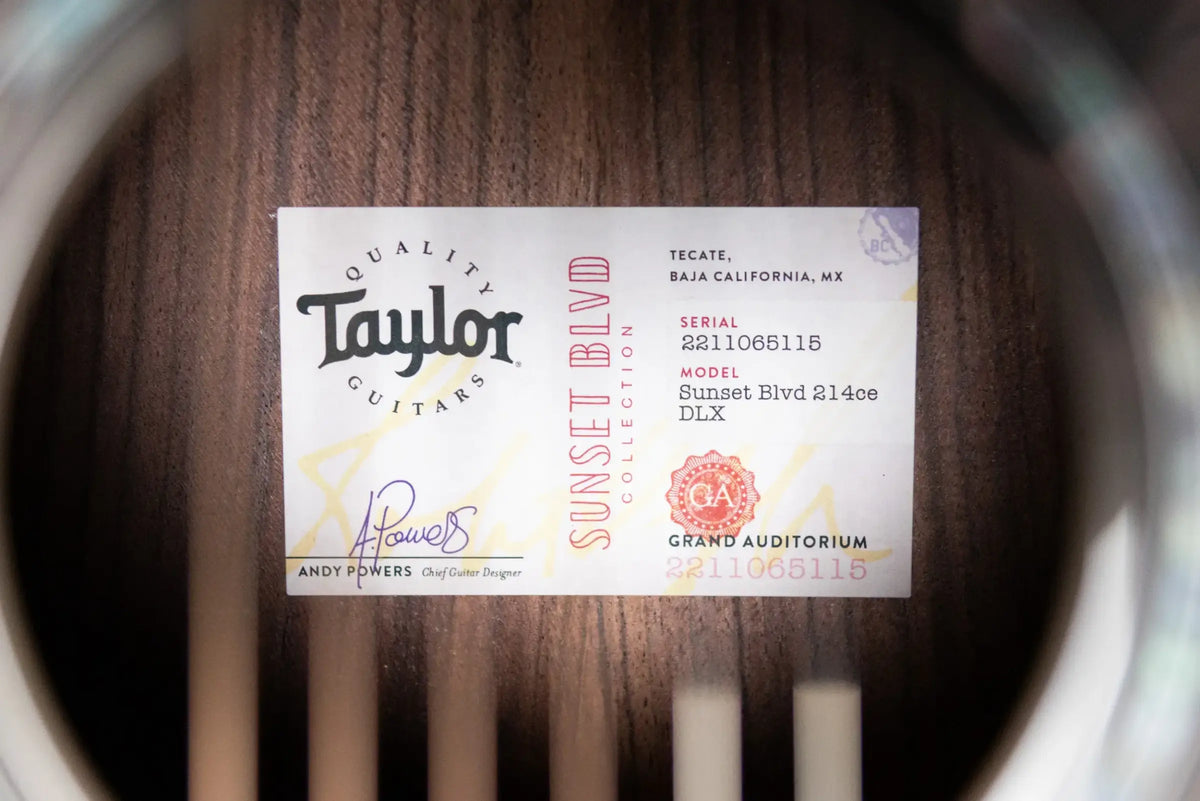 Taylor 214ce DLX Sunset Blvd Grand Auditorium Acoustic/Electric Guitar - Silverburst with Hardshell Case